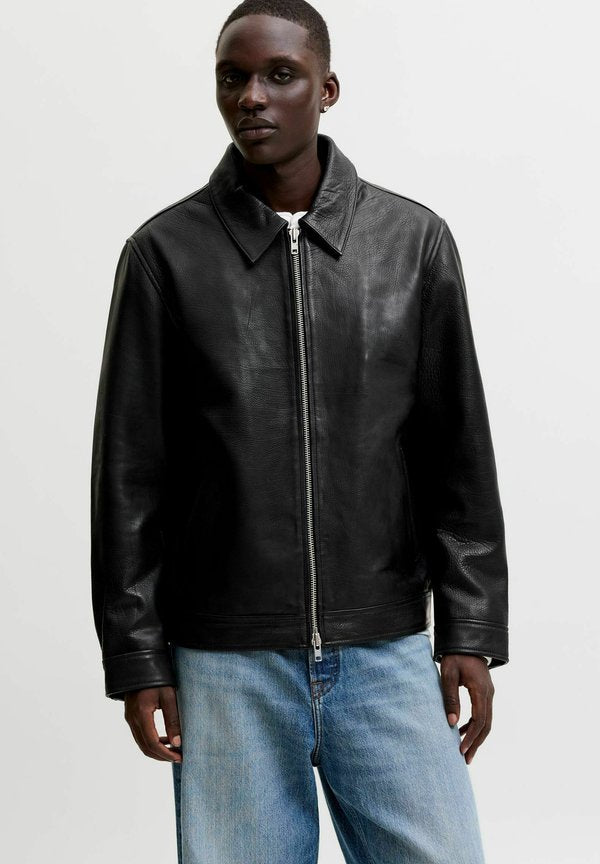 Jack & Jones Leather Leather - Leather jacket - black