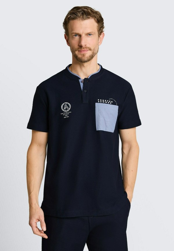 TOM TAILOR TOM TAILOR POLOSHIRTS POLOSHIRT MIT BRUSTTASCHE - Print T-shirt - sky captain blue