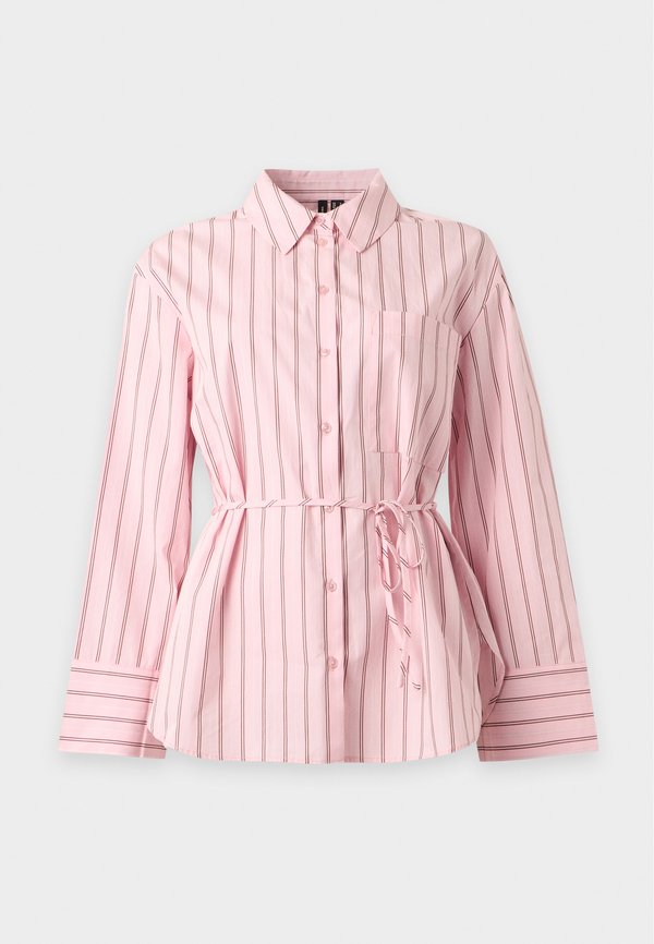 Vero Moda VMGINA BELT - Button-down blouse - pink-a-boo/cocoa brown/snow white
