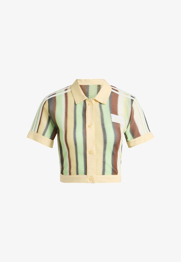 adidas Originals SUMMER GLOW STRIPED CROPPED - Button-down blouse - easy yellow