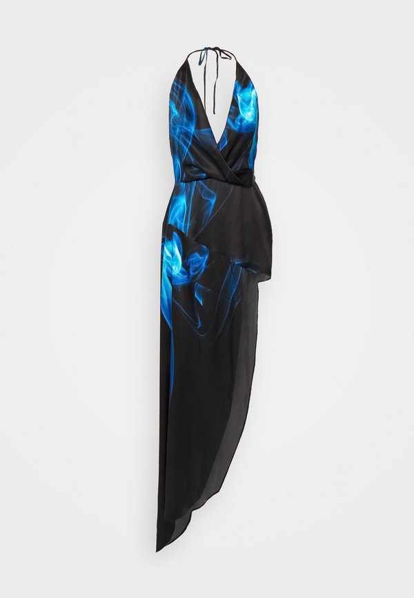 David Koma FLAME DRAPED OPEN BACK ASSYM DRESS