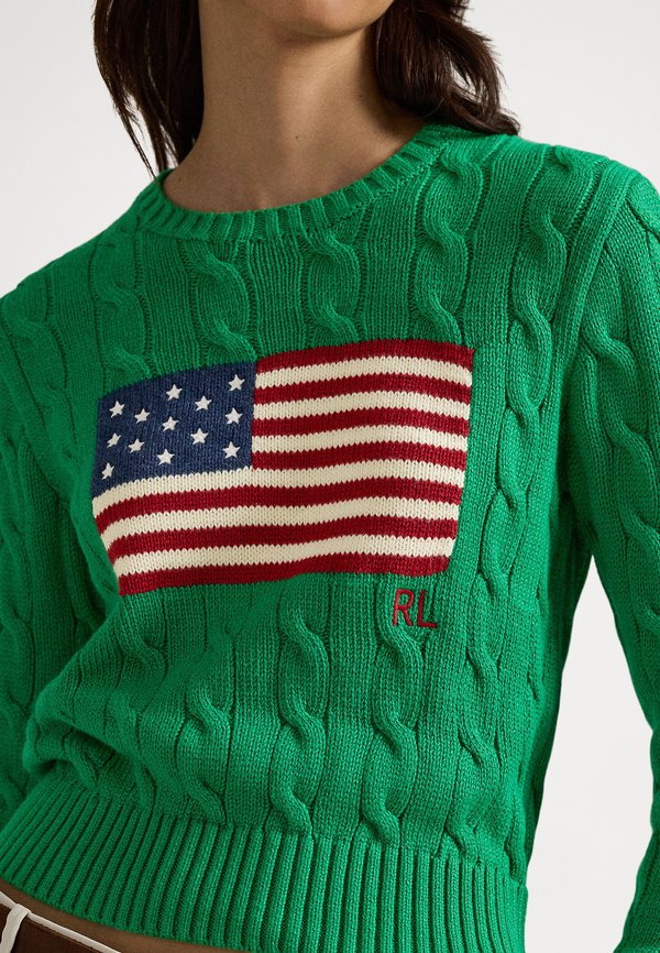 Polo Ralph Lauren FLAG SHRUNKEN CABLE COTTON SWEATER