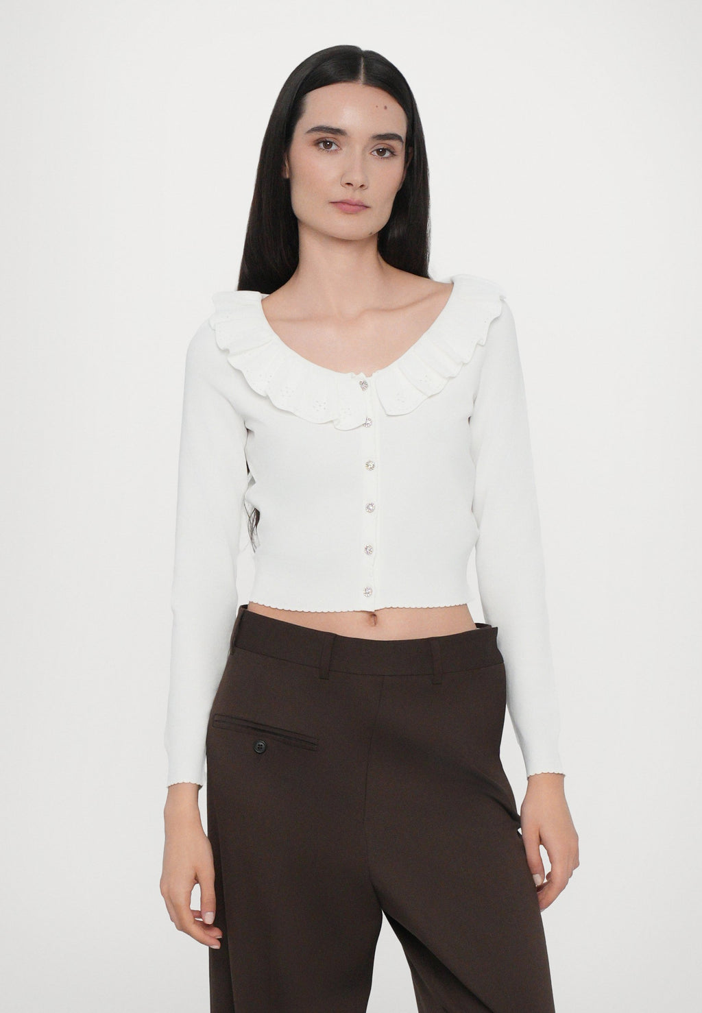 Needle & Thread POINTELLE TRIM SHORT CARDIGAN