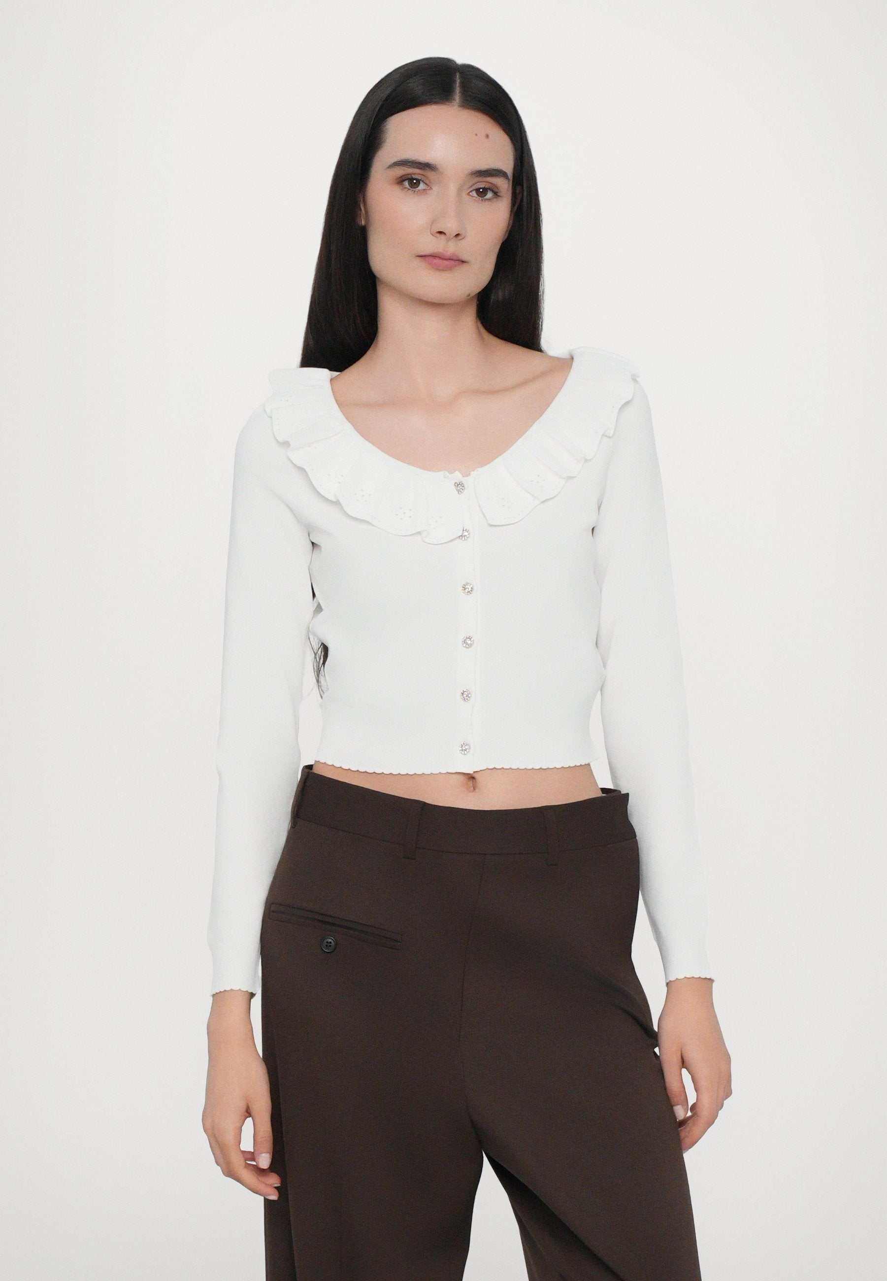 Needle & Thread POINTELLE TRIM SHORT CARDIGAN