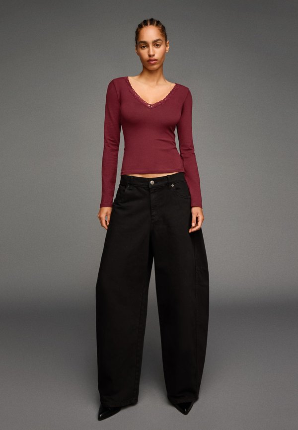 Bershka Long sleeved top - dark red