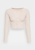 Glamorous BUTTONTHROUGH BODYCON CROP TOP WITH LETTUCE HEM & PLUNGE NECK