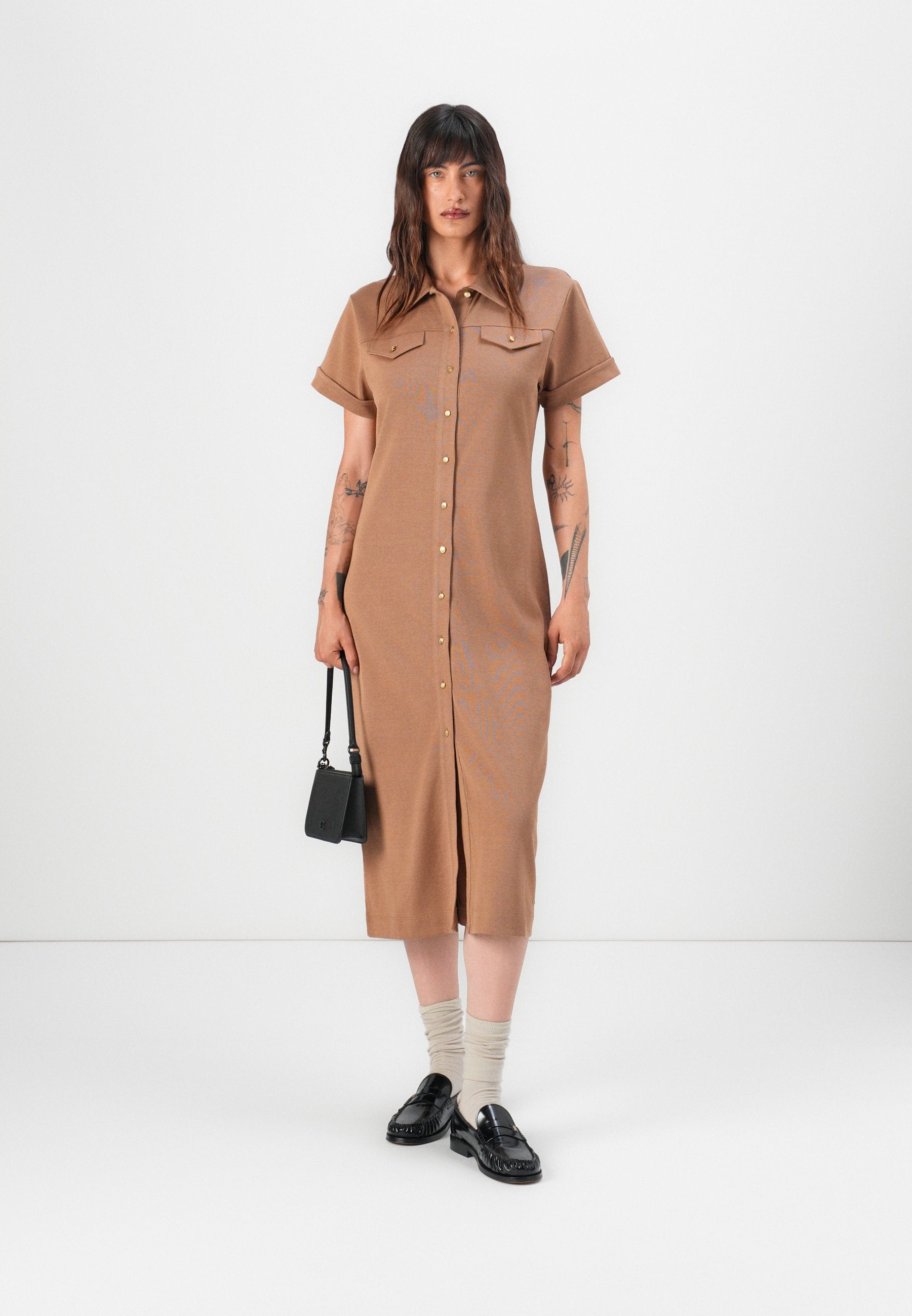 GOLD BUTTON MIDI SHIRT Media 2