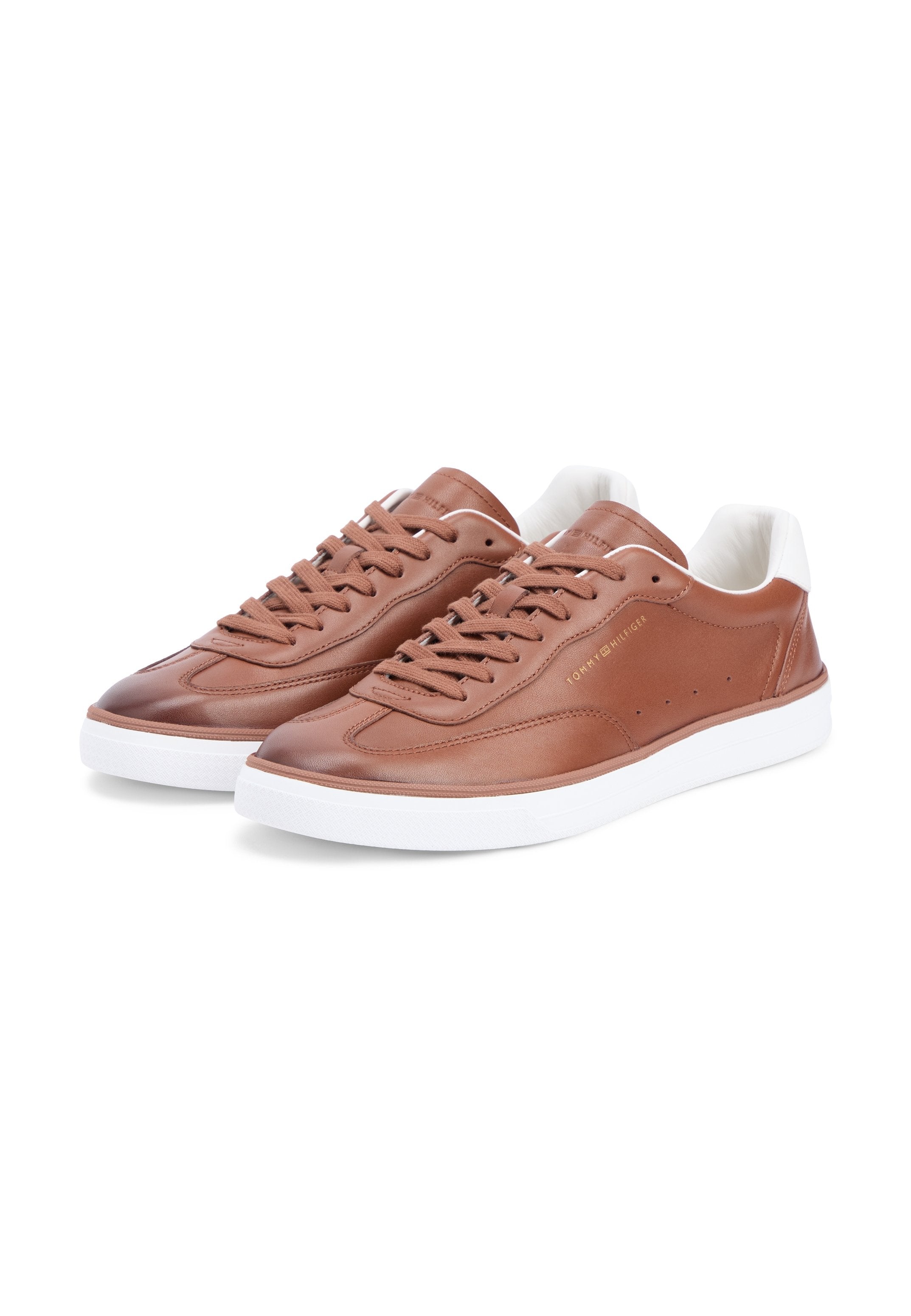 Tommy Hilfiger LUXE METALLIC LOGO LEATHER TRAINERS