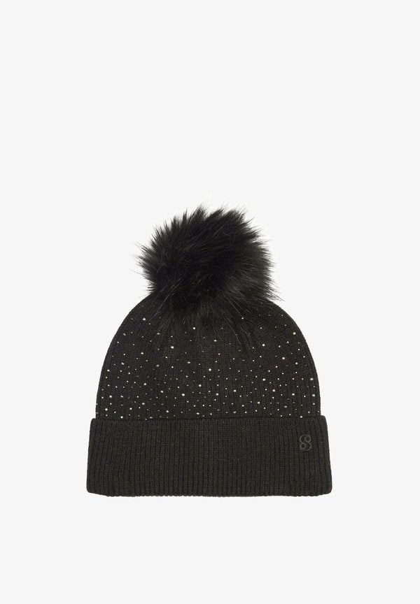 s.Oliver MIT BOMMEL UND NIETEN - Beanie - schwarz