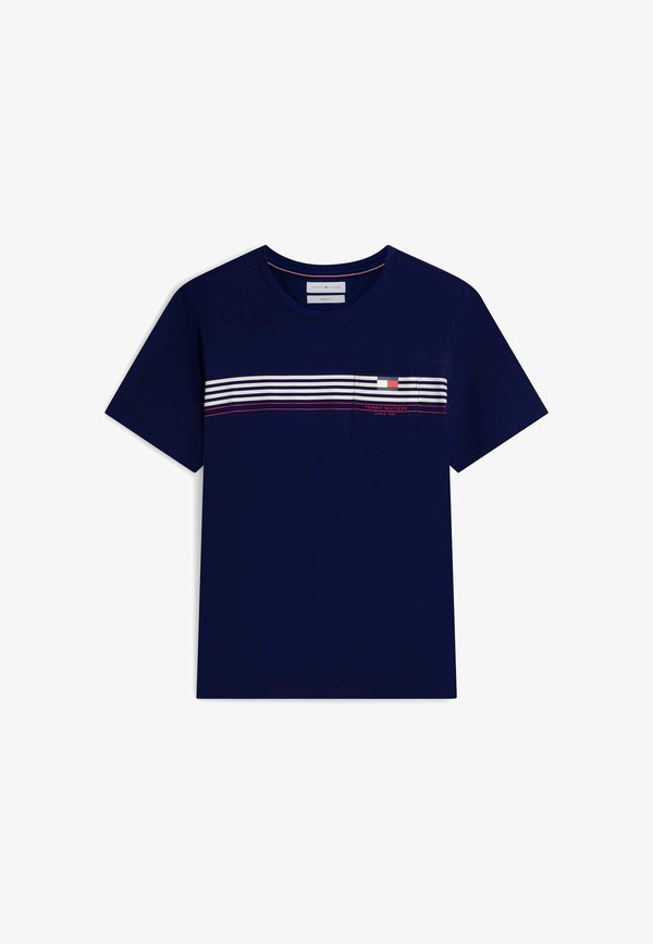 Tommy Hilfiger RWB PLACED STRIPE RE - Print T-shirt - carbon navy