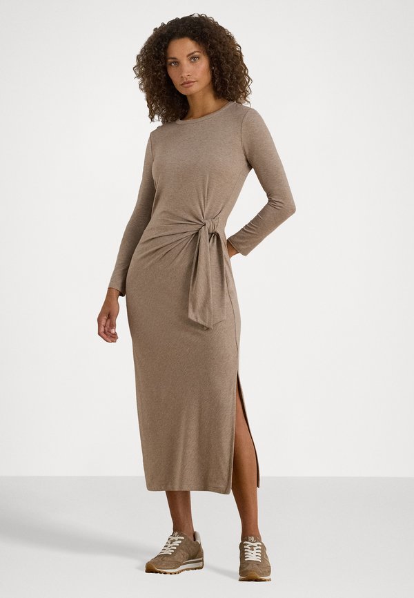 Lauren Ralph Lauren TIE FRONT STRETCH JERSEY MIDI DRESS