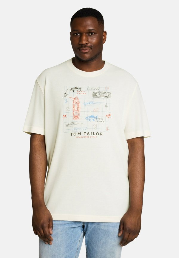 TOM TAILOR PLUS STRUCTURED PRINT T-SHIRT - Print T-shirt - gardenia white