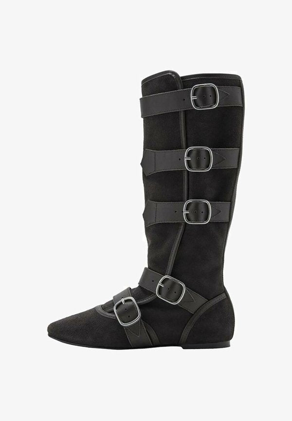 Mango WITH BUCKLE - Cowboy/Biker boots - mottled dark grey
