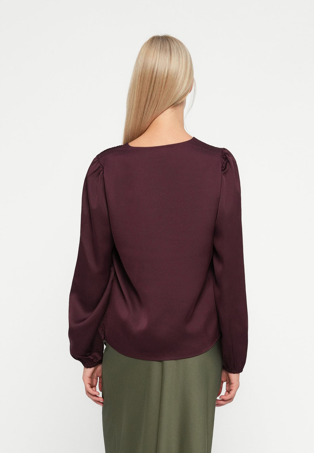 VILA VIELLETTE L/S SMOCK SATIN TOP - NOOS