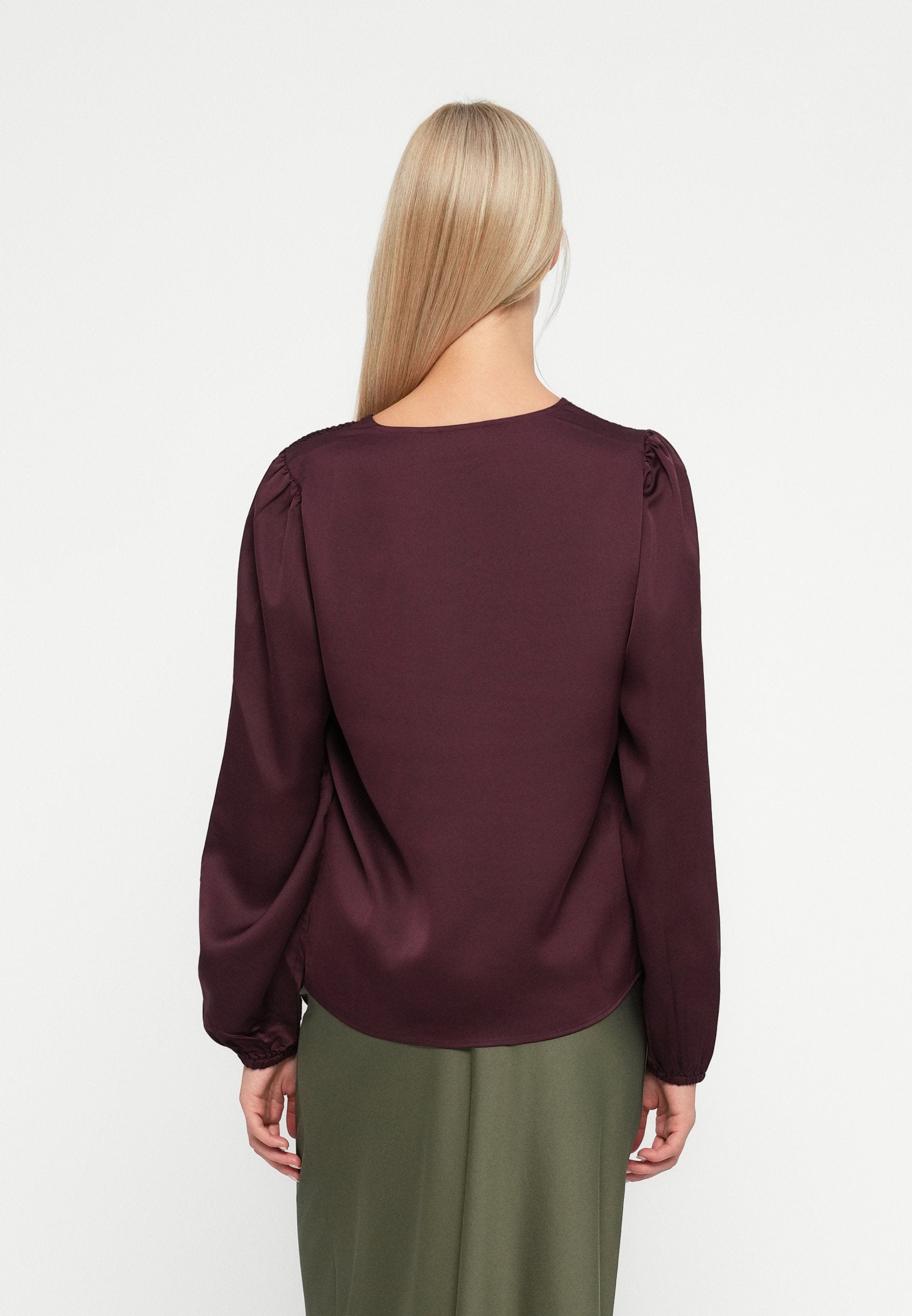 VILA VIELLETTE L/S SMOCK SATIN TOP - NOOS