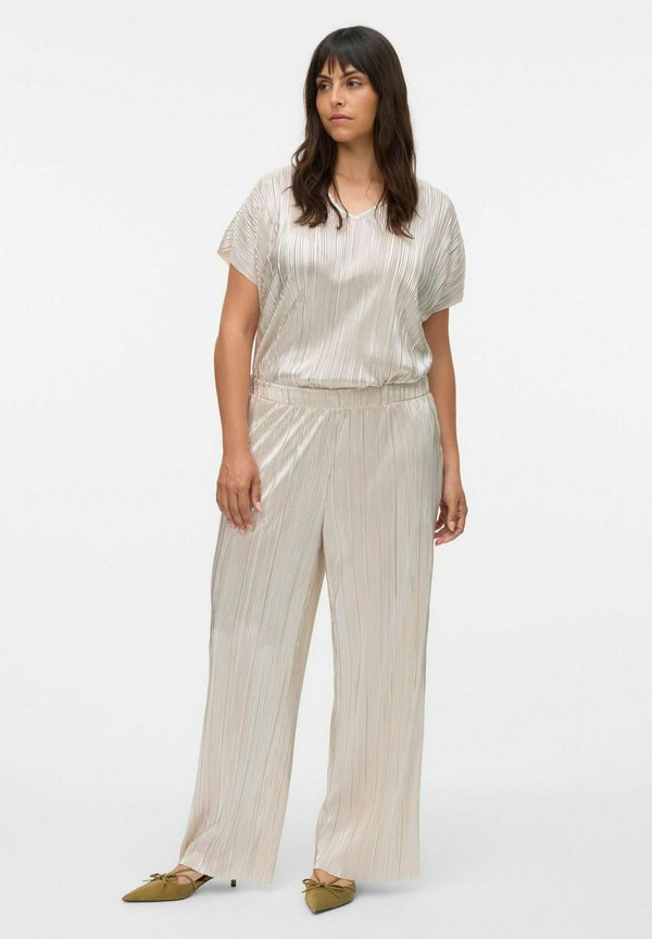 Vero Moda Curve Wide-leg VMCDUVI High waist - Trousers - silver colour