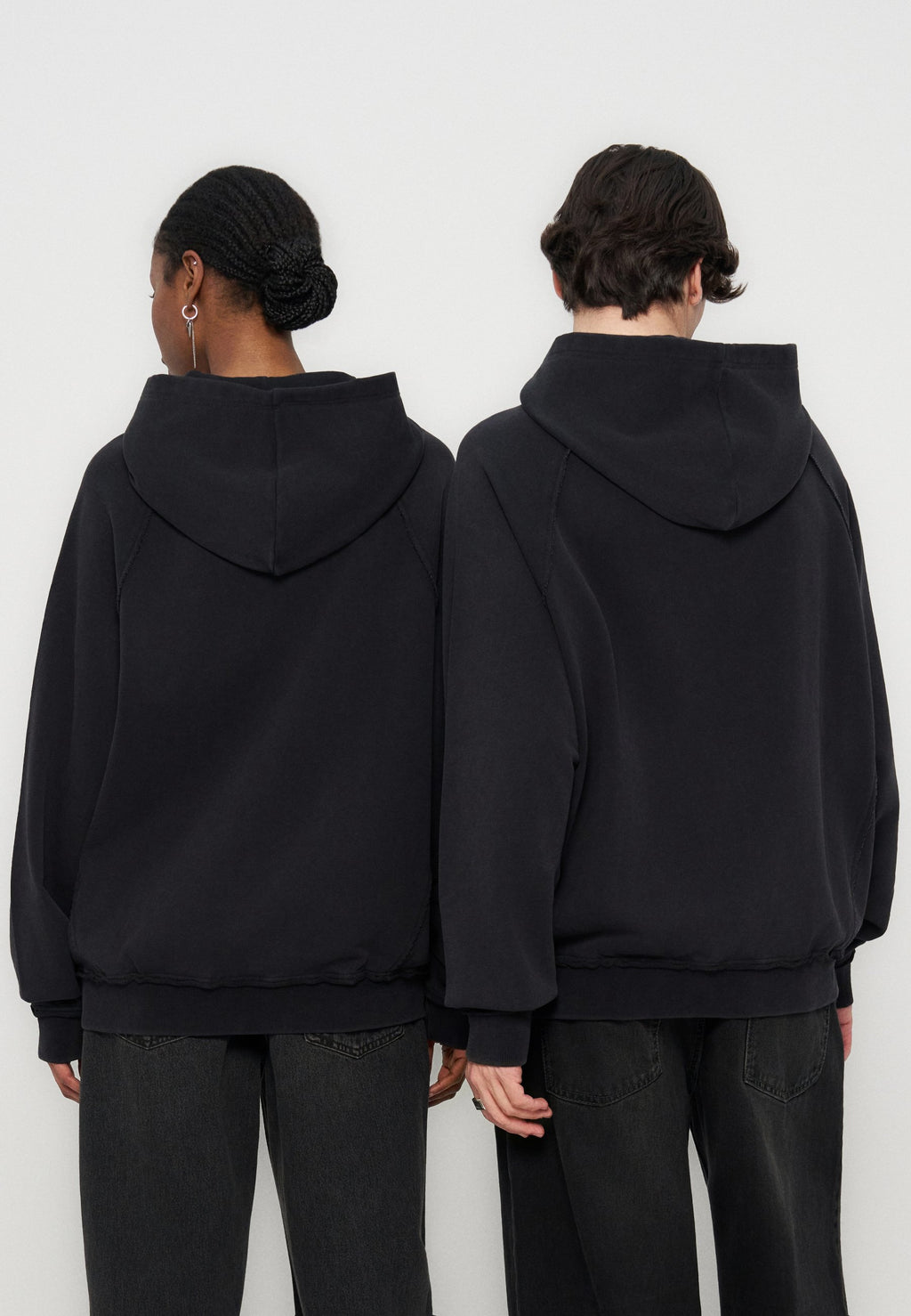 YOURTURN LOOSE FIT REVERSE SEAMS ZIP-UP HOODIE