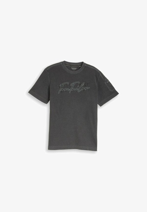 TOM TAILOR Print T-shirt - tarmac grey