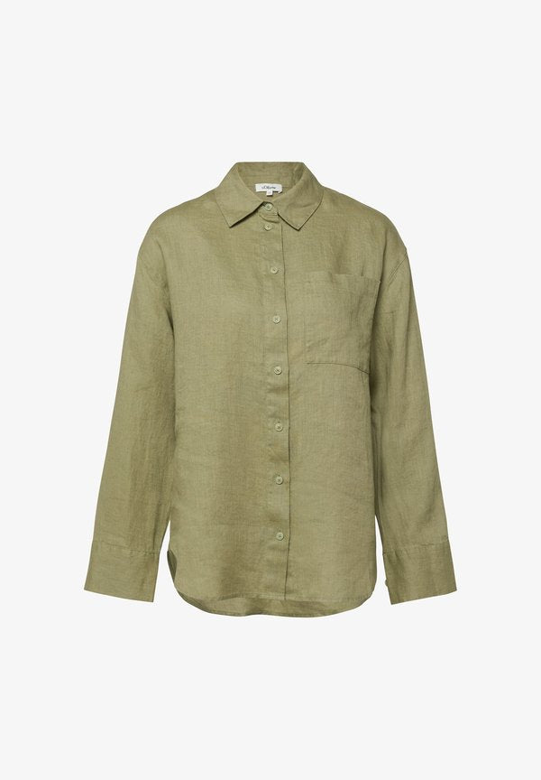 s.Oliver BLUSE - Button-down blouse - olivgrün