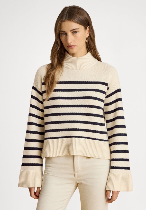 Lauren Ralph Lauren STRIPED WOOL-BLEND MOCKNECK SWEATER