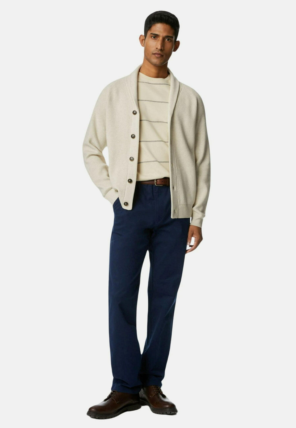 Marks & Spencer Cotton Blend Ribbed Shawl Collar