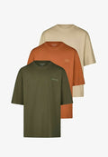 Jack & Jones JJECHARGE 3 PACK - Basic T-shirt - pack 4 (crock mocha bisque forrst night)