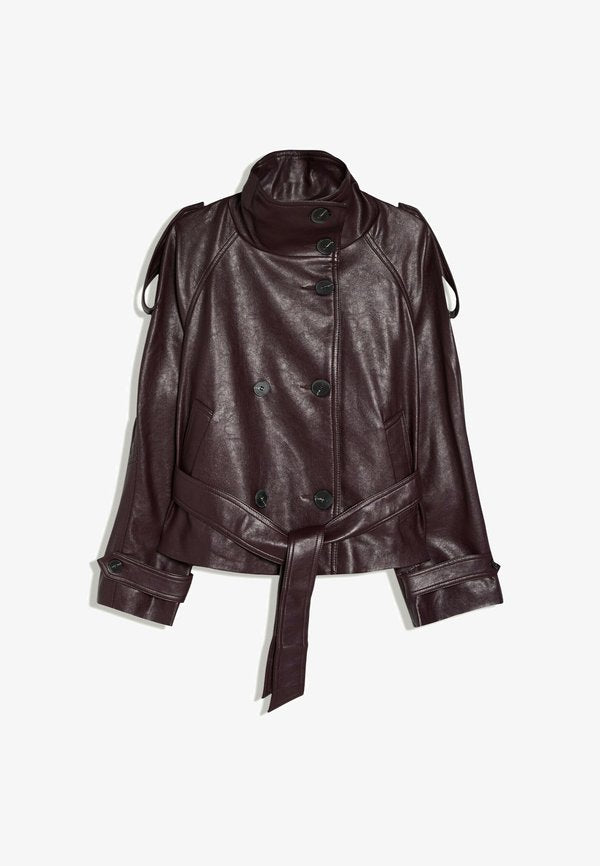 Bershka Faux leather jacket - dark red