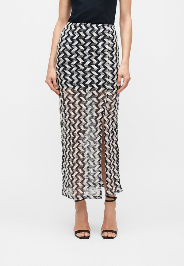 ONLY ONLMELECO LONG SKIRT - Maxi skirt - cloud dancer/navy blazer