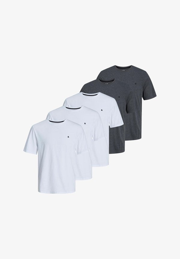 Jack & Jones PACK 5 - Basic T-shirt - weiß   dunkelgrau