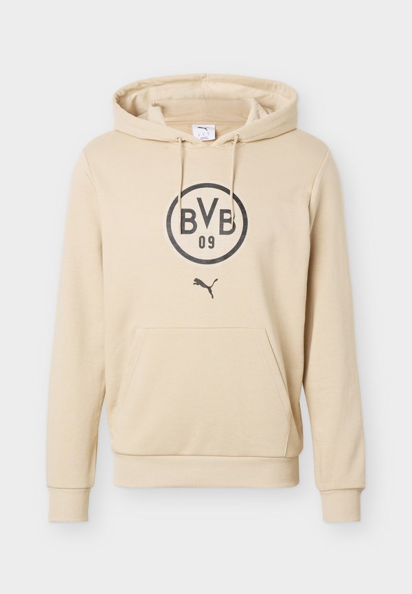 Puma BORUSSIA DORTMUND FTBLCULTURE HOODIE - Club wear - alabaster/black