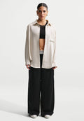 Nike Sportswear Button-down blouse - light bone/black