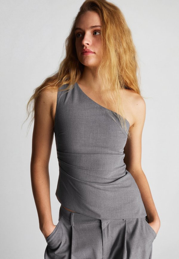 Bershka ASYMMETRIC - Blouse - dark grey
