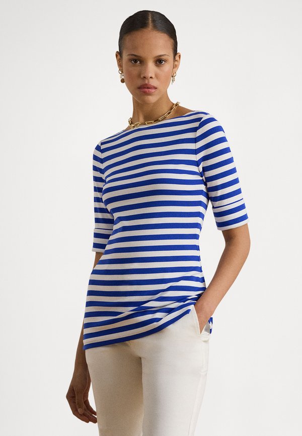 Lauren Ralph Lauren Petite STRIPED STRETCH COTTON BOATNECK TEE
