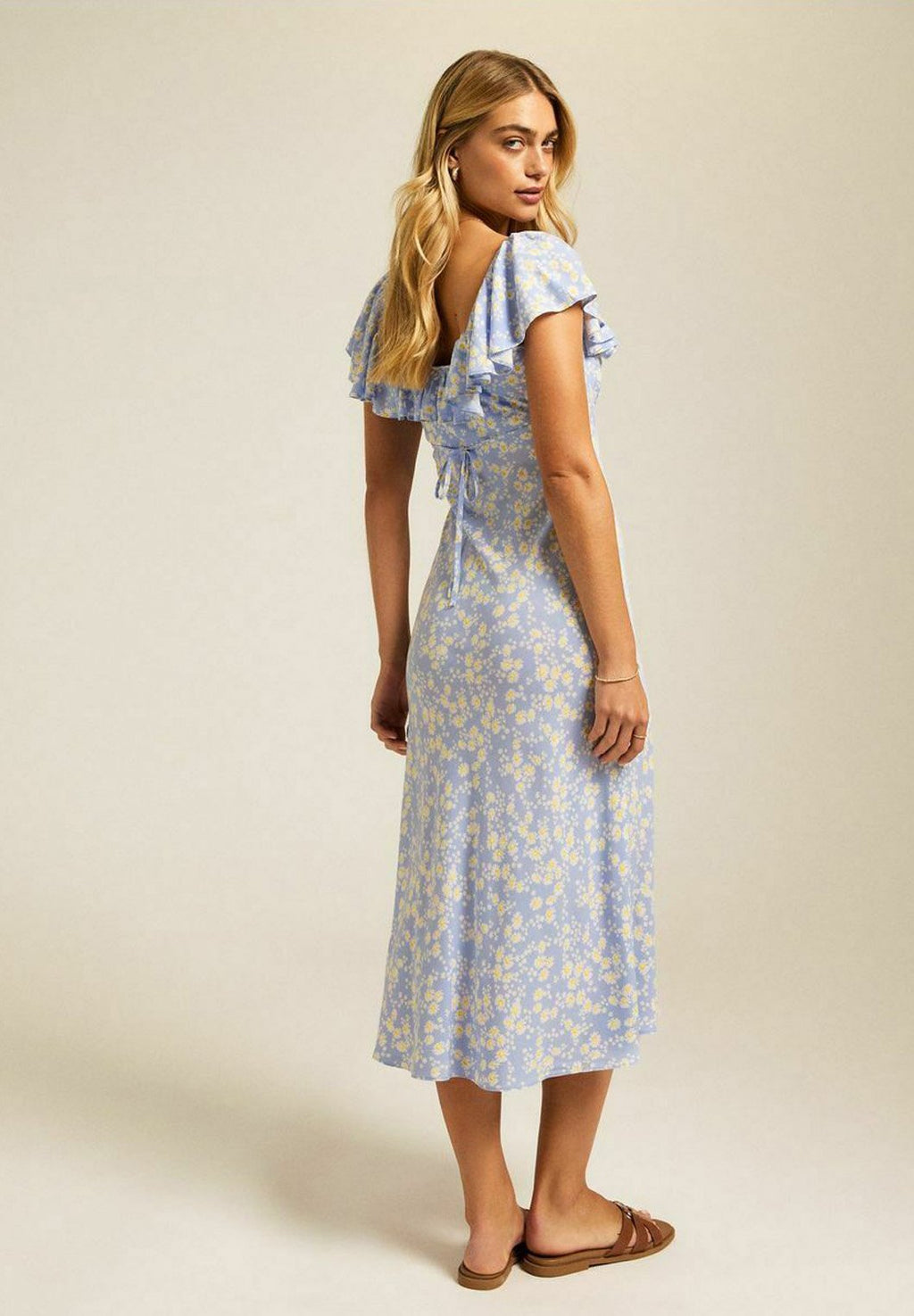 New Look DAISY SQUARE NECK FRILL MIDI