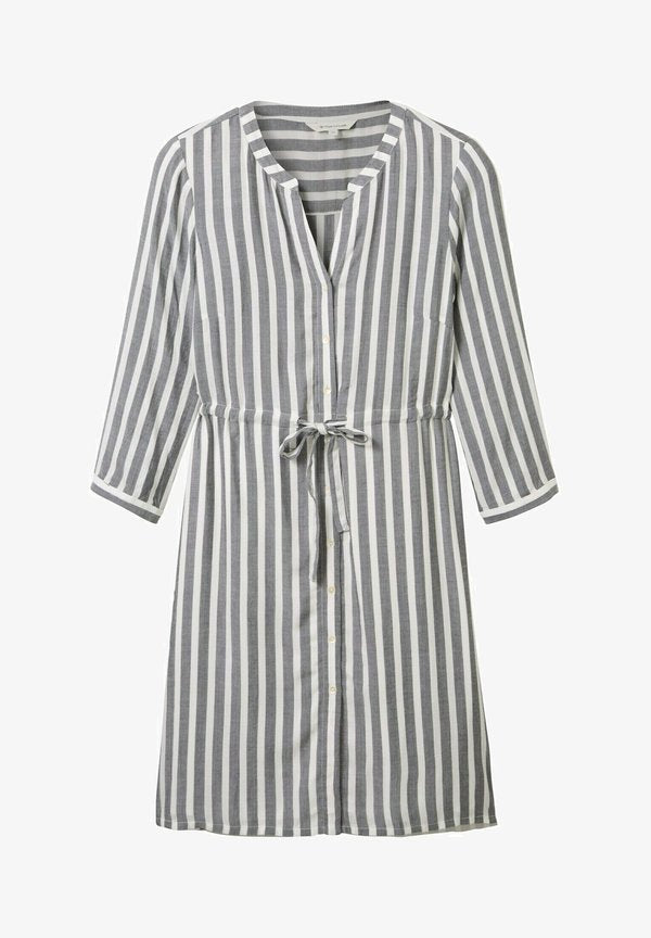 TOM TAILOR GESTREIFTES - Shirt dress - offwhite navy vertical stripe