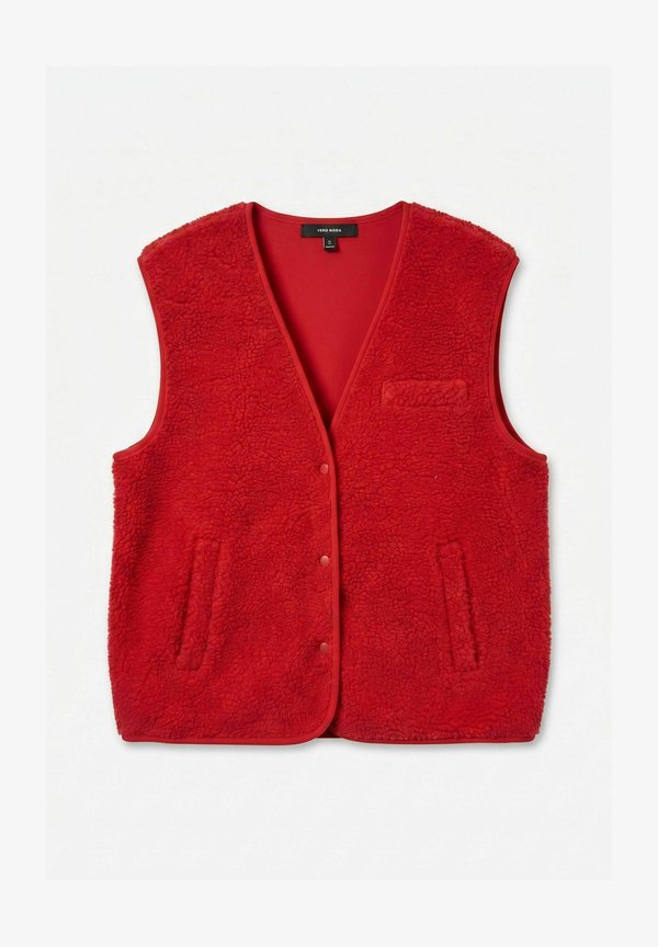 Vero Moda VMJOSEFINE SL TEDDY GILET EXP - Waistcoat - high risk red