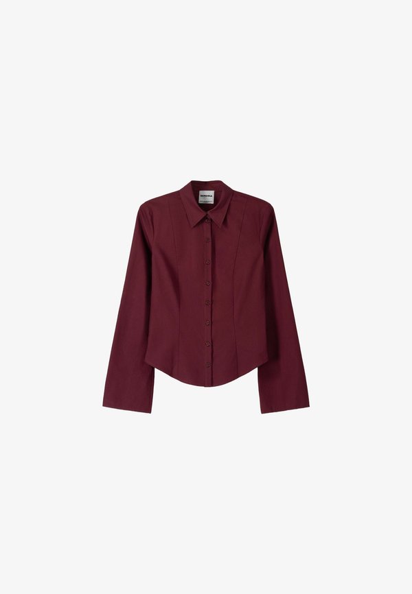 Bershka RUSTIC PRINT - Button-down blouse - bordeaux