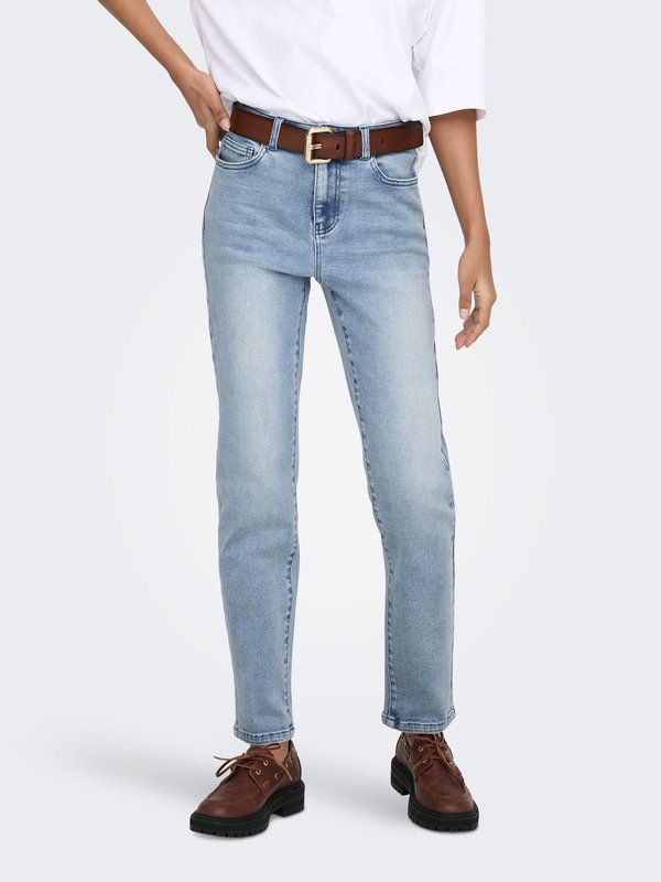 ONLY Straight fit ONLEMILY-MILA High waist Ankle length - Slim fit jeans - light blue denim