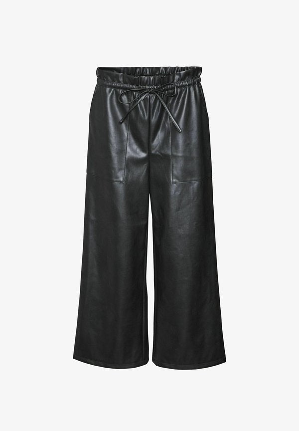Vero Moda Faux leather VMPAULINA High waist - Trousers - black