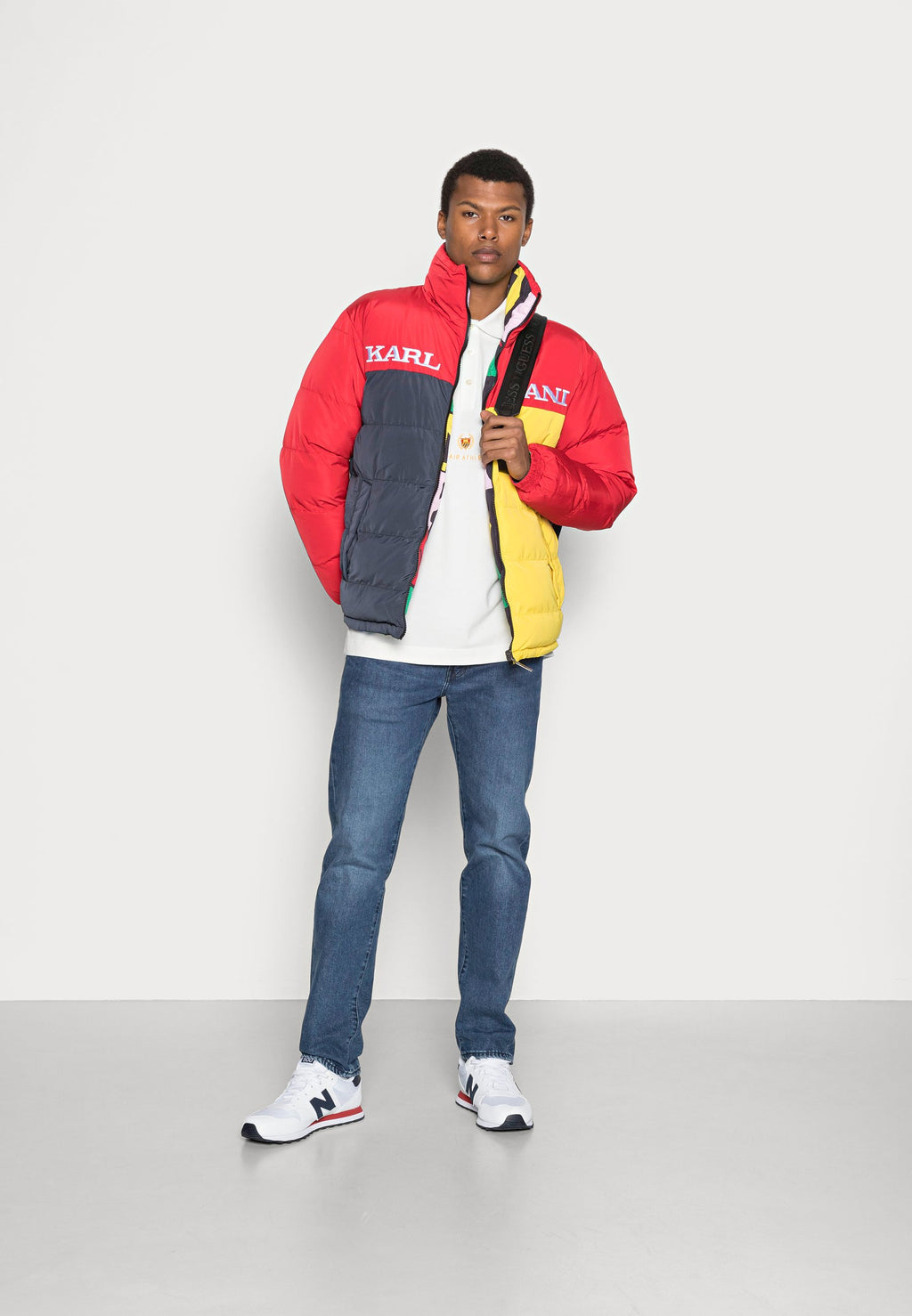 Karl Kani UNISEX RETRO REVERSIBLE BLOCK PUFFER JACKET RED