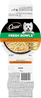 Nassfutter Hund mit Huhn, Karotten & Bohnen, fresh bowls Cesar