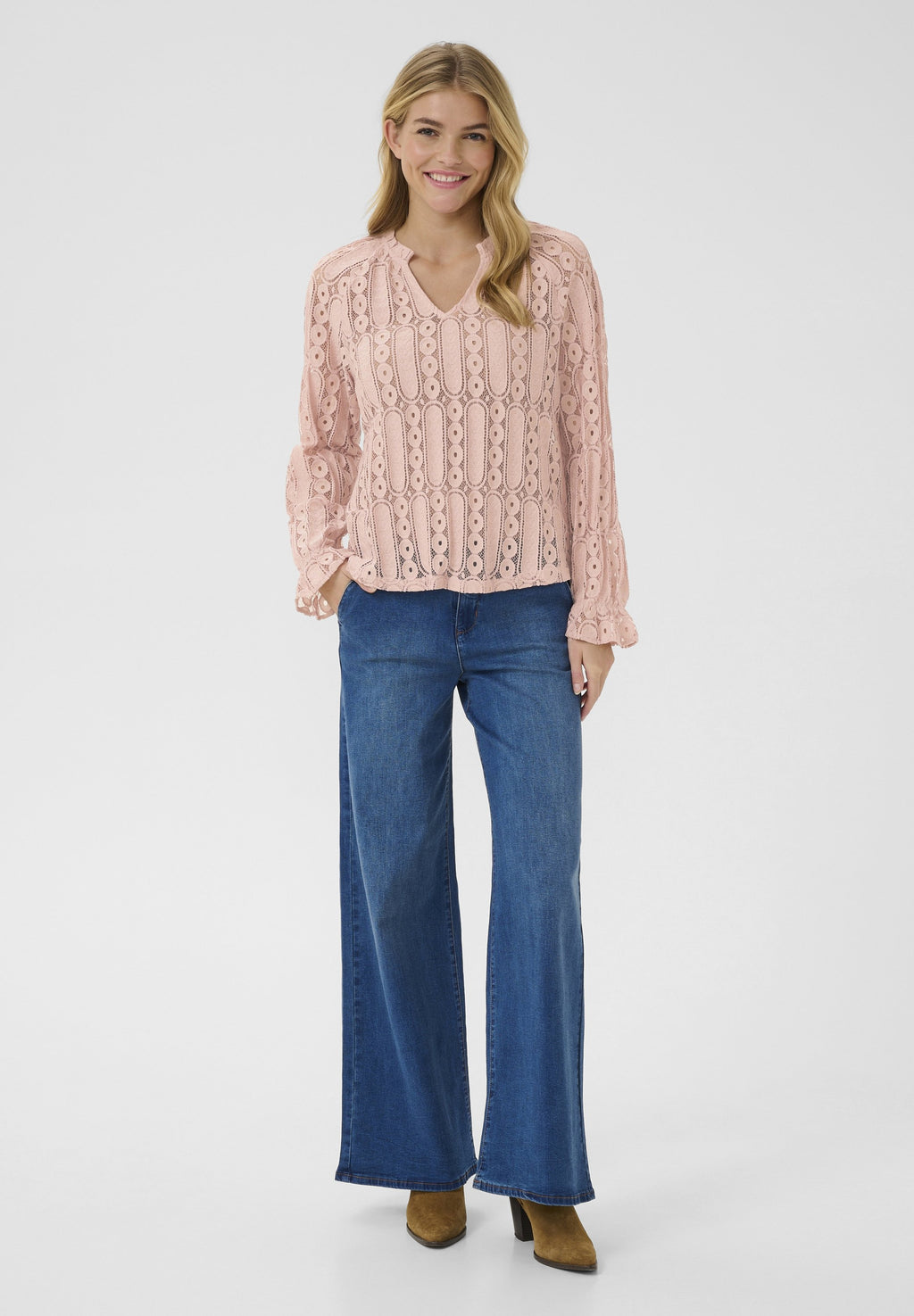 Cream CRTULLY V-NECK