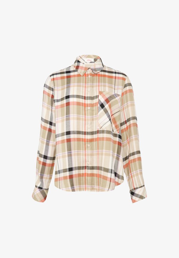 s.Oliver KARIERTE - Button-down blouse - hellbraun