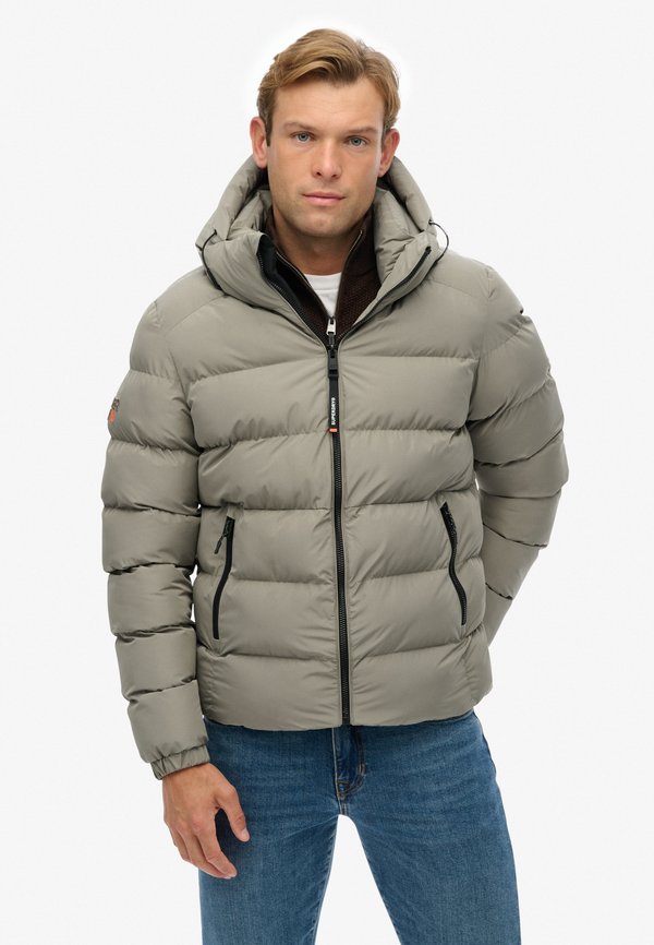 Superdry & Co HOODED SPORTS PUFFER  - Winter jacket - light khaki green