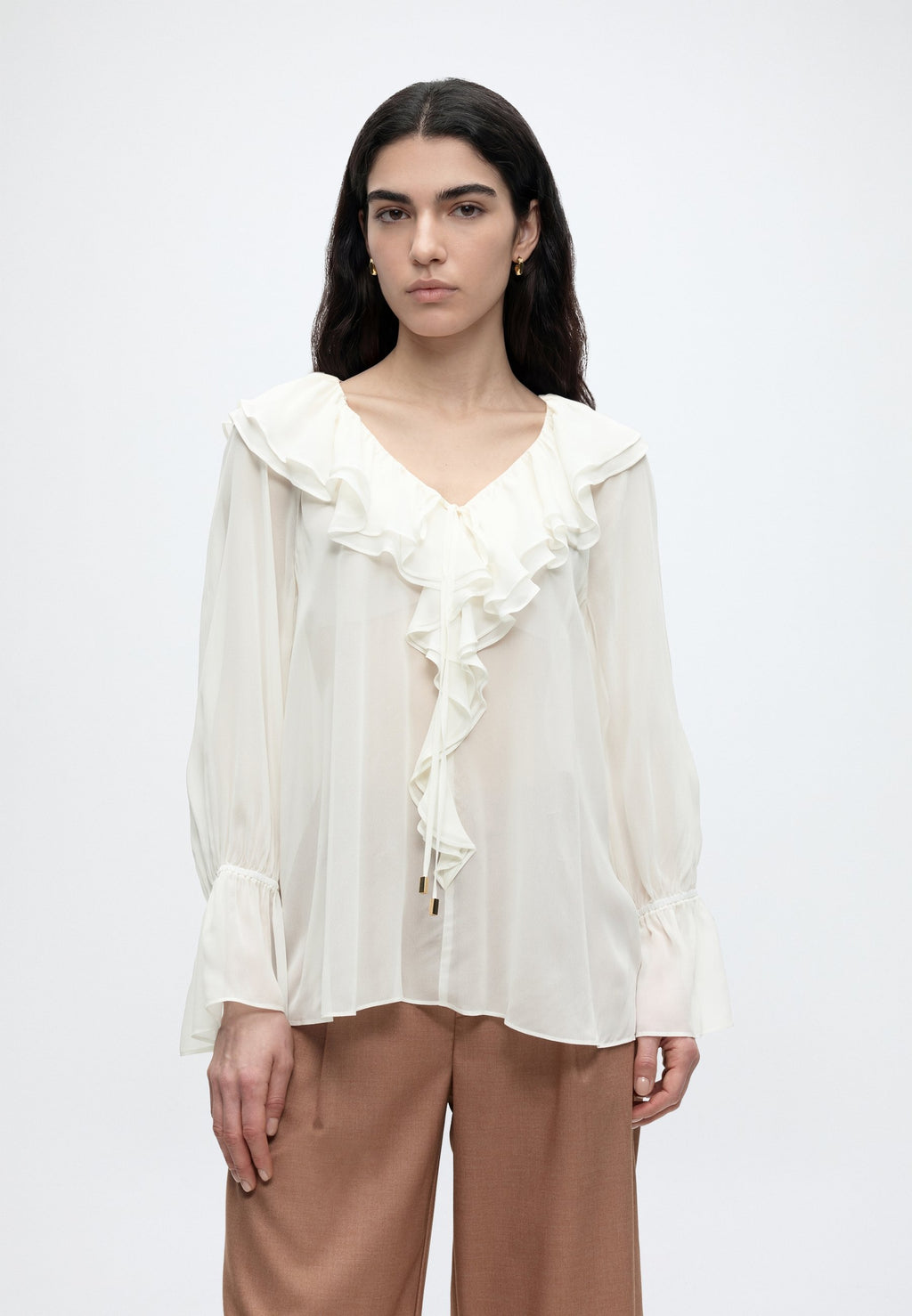 MARCIANO BY GUESS ADELA LS RUFFLES BLOUSE