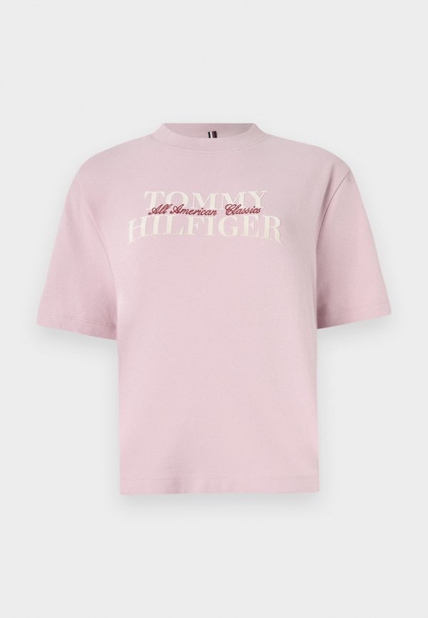 Tommy Hilfiger CLASSIC FLOCK LOGO RELAXED T-SHIRT - Print T-shirt - bonita pink