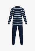 TOM TAILOR LANG BÜNDCHEN RUNDHALSAUSSCHNITT GESTREIFT SINGLE SET - Pyjama set - blau weiß