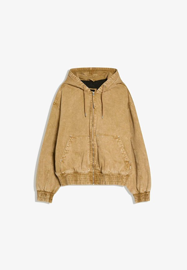 Bershka ZIP-UP  - Denim jacket - camel