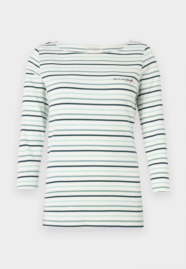 TOM TAILOR BOAT NECK STRIPE - Long sleeved top - blue haze/multi-colored