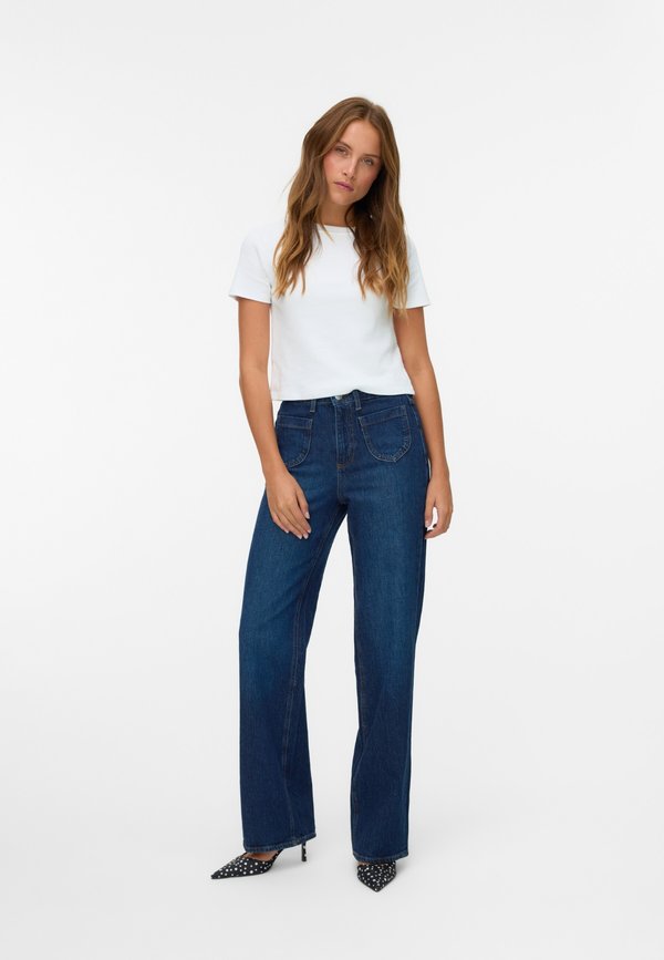 Vero Moda Wide-fit VMTESSA High rise Wide Leg Fit - Relaxed fit jeans - dark blue denim